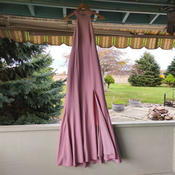 BHLDN Seraphine Crepe Maxi Low Back Bridesmaid Elegant Dress sz 0 Lilac Smoke - Picture 2 of 14